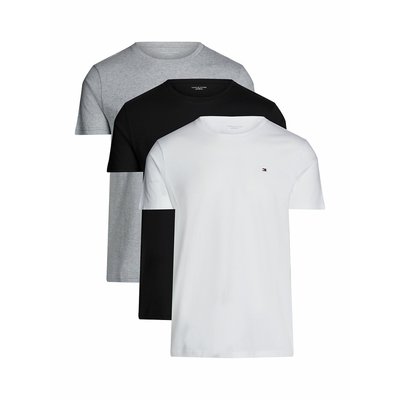 Lote de 3 t-shirts de gola redonda, em algodão, signature cotton essential TOMMY HILFIGER