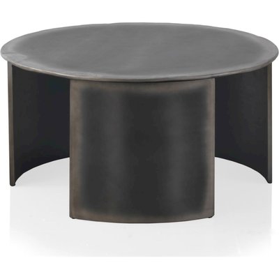 Table basse ronde laquée finition métal vieilli élégante RECOLLECTION