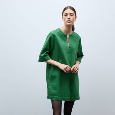 Robe courte unie manches courtes en coton MONOPRIX