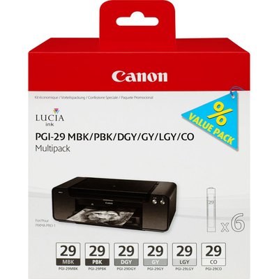 Cartouche d'encre 6 cartouches noir/gris PGI-29 CANON