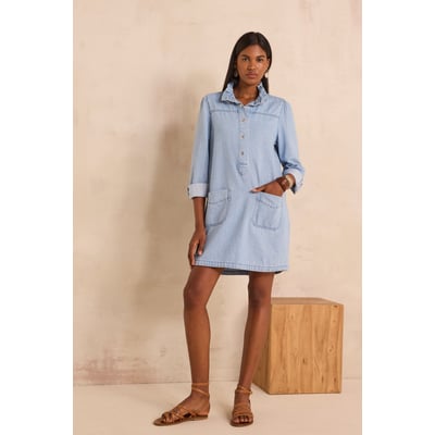 Robe droite denim à manches longue en coton BLAKE Maison 123
