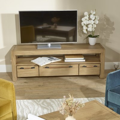 Meuble TV avec tiroirs en bois massif style contemporain MEGÈVE ROBIN DES BOIS
