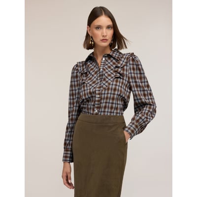 Chemise à motif check avec volants MOTIVI