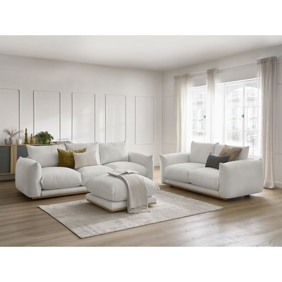Canapé droit fixe 6 places en tissu avec pouf, ERNEST BOBOCHIC