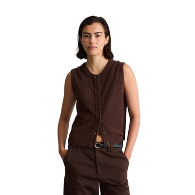 Cardigan sans manches slim en doux mélange de coton organique MARC O’POLO DENIM