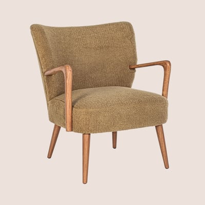 Fauteuil crapaud à accoudoirs en tissu peluche - JIM HELLIN, DEPUIS 1862