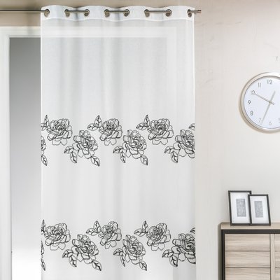 Voilage en étamine brodée imprimés "fleur" HOME MAISON