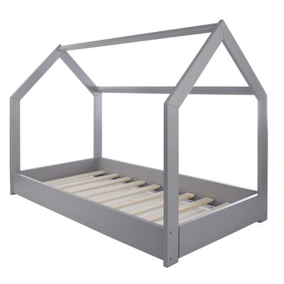 Lit cabane enfant 160x80cm gris - Espace de jeu et repos ZVEZDA