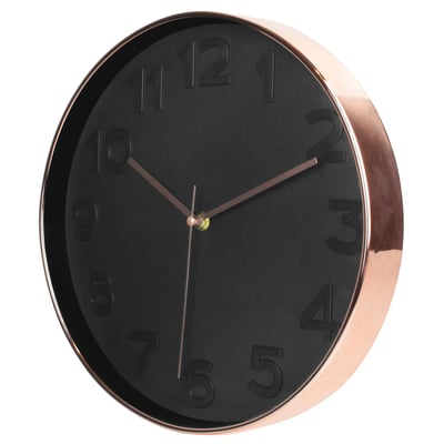 Horloge Ronde noire cuivrée EDEN