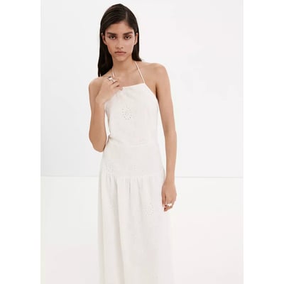 Robe halter avec broderies ajourées MANGO