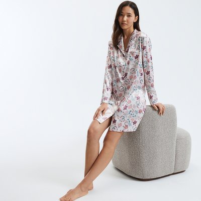 Chemise de nuit en satin, imprimé fleurs LA REDOUTE COLLECTIONS