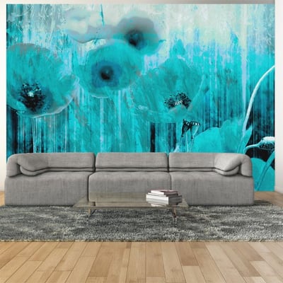 Papier peint intissé panoramique Fleurs Turquoise madness EDEN