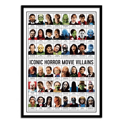 Affiche d'art - Iconic Horror movies Villains - Olivier Bourdereau WALL EDITIONS