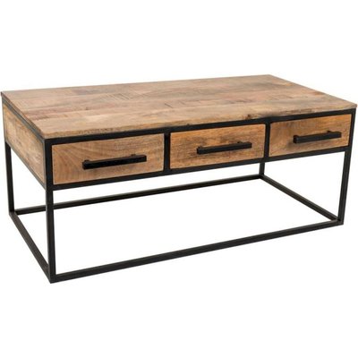 Table basse bois et métal avec tiroirs style industriel chic RECOLLECTION