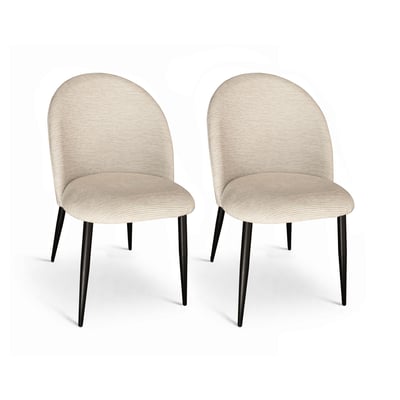 Lot de 2 chaises de table pied métal et tissu, LEONIE NOW'S HOME