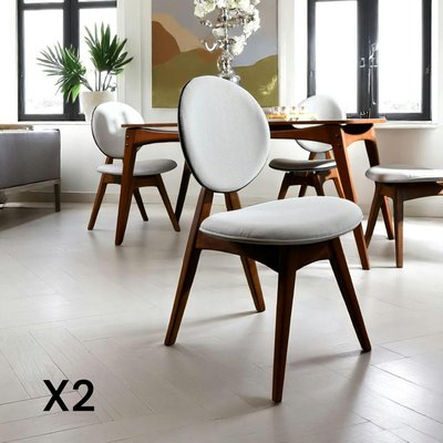 Chaise médaillon écrue - style moderne (lot de 2) DILI PIER IMPORT