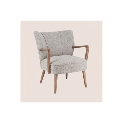 Fauteuil crapaud à accoudoirs en tissu bouclette gris - JIM HELLIN, DEPUIS 1862