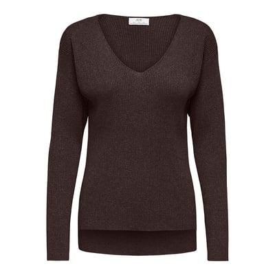 Pull manches longues col V en maille à fils métallisés JDY