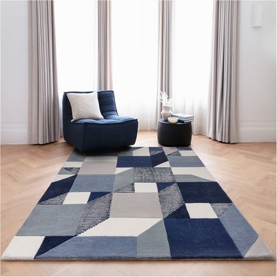 Geometric Block Pattern Rug in 100% Wool SO'HOME