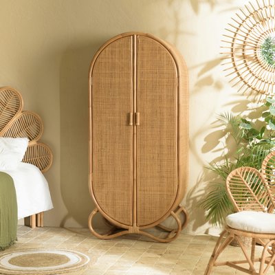 Armoire arrondie rotin et cannage miel MANY PIER IMPORT