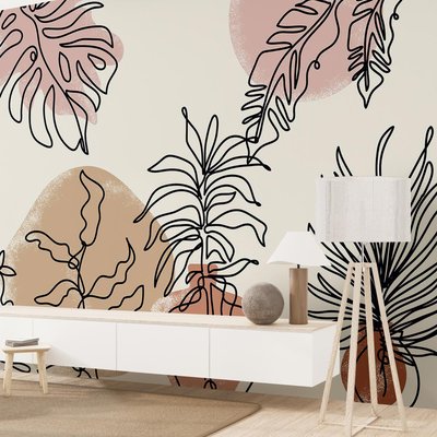 Papier peint plante et terre cuite HEXOA