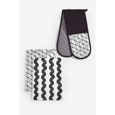 Torchons et gant cuisine à imprimé, lot de 3 NEXT