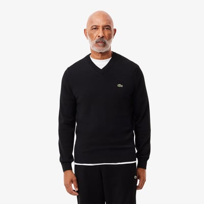Pull coton uni col V LACOSTE
