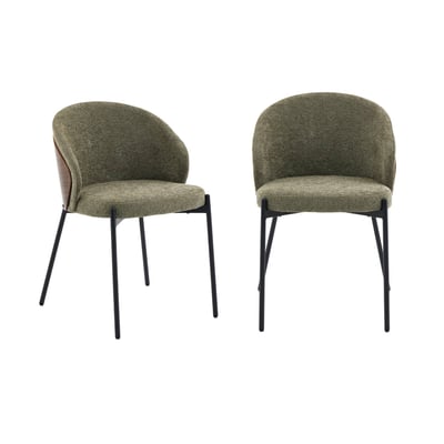 Chaise bois de peuplier teinté noyer, acier et tissu texturé (lot de 2) PAUL SWEEEK