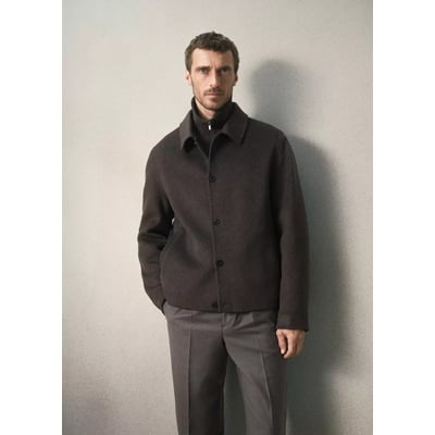 Veste en mélange de laine et cachemire à col chemise MANGO MAN