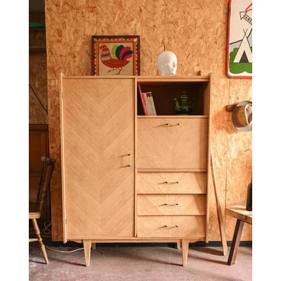 Secrétaire scandi en bois Honoré N°228 - Bon état DEBONGOUT