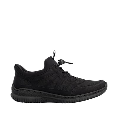 Sneakers noires à talon plat pourvues d'une fermeture élastiquée RIEKER