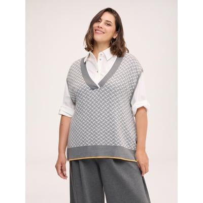 Gilet col en V à motif jacquard FIORELLA RUBINO