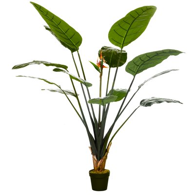 Plante artificielle Strelitzia H. 180 cm feuilles fleurs réalistes pot inclus HOMCOM