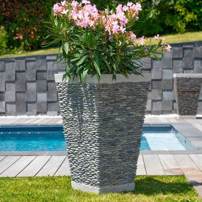 Pot bac jardinière galet carré jardin extérieur 80cm ZEN WANDA COLLECTION