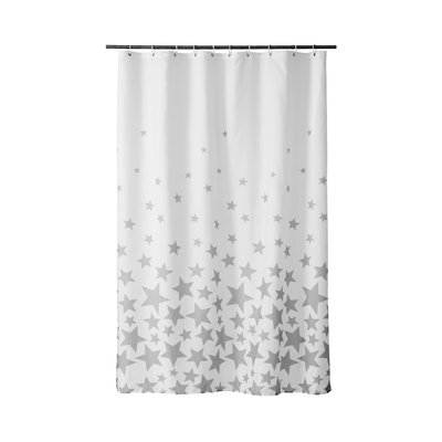 Rideau de douche blanc et étoiles grises WADIGA