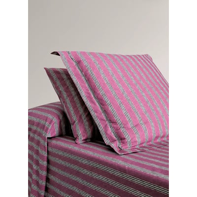 Deux taies d’oreiller percale de coton rayures tricolores 60x60 cm MANGO HOME