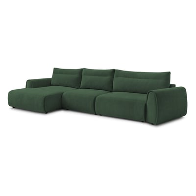 Canapé d'angle fixe 4 places en tissu lisse, ADEN BOBOCHIC