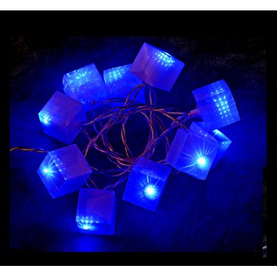 Guirlande cubes lumineux 10 Led bleue DOUCEUR D'INTÉRIEUR