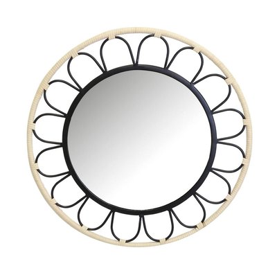 Miroir fleur en métal et rotin AUBRY GASPARD