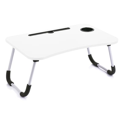 Plateau de lit blanc en bois et métal pour ordinateur 60x40x26cm WADIGA