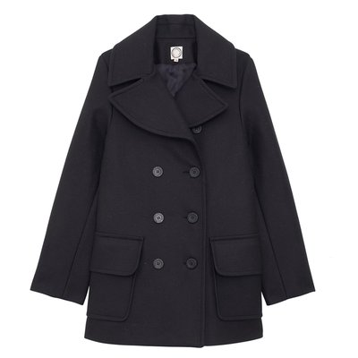 Caban S?�raphine lainage bleu fonc?� ?� chevrons INES DE LA FRESSANGE PARIS