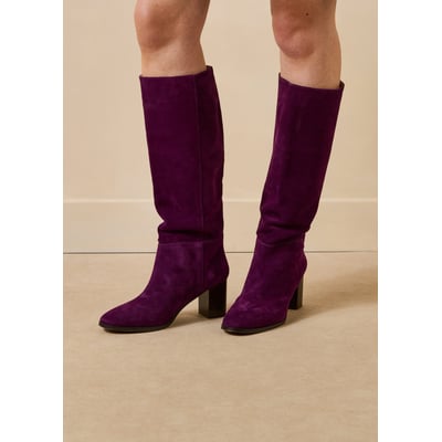 Bottes en cuir suédé à talons LA FEE MARABOUTEE