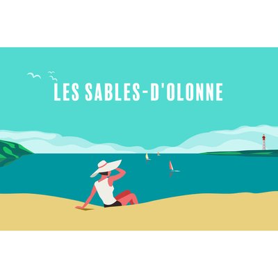 Tableau Sur Toile Illustration Détente Sable-d'olonne PLAGE CEANOTHE