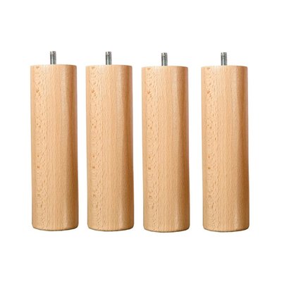 Jeu de pieds de lit cylindriques en bois (lot de 4) BELLECOUR