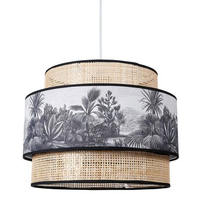 Suspension cannage et tissu Ombrage D40 DECORATIE