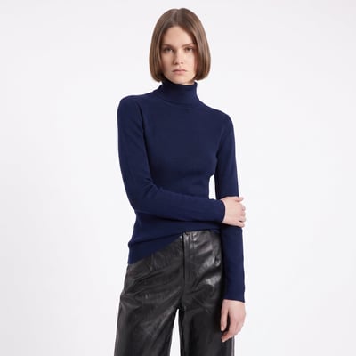 Pull col roulé ajusté femme en maille côtelée CALINE ARTLOVE
