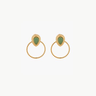 Petites boucles d'oreilles pierre d'Aventurine et acier inoxydable BALABOOSTE