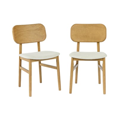 Chaise vintage bois d'hévéa et tissu (lot de 2) OLYMPIE SWEEEK