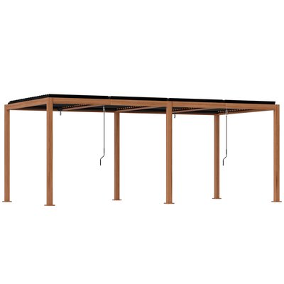 Pergola lames orientables grande taille alu. anthracite acier époxy effet bois OUTSUNNY