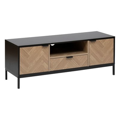 Meuble TV 2 portes et 1 tiroir en bois et métal CHEVRONS ATMOSPHERA